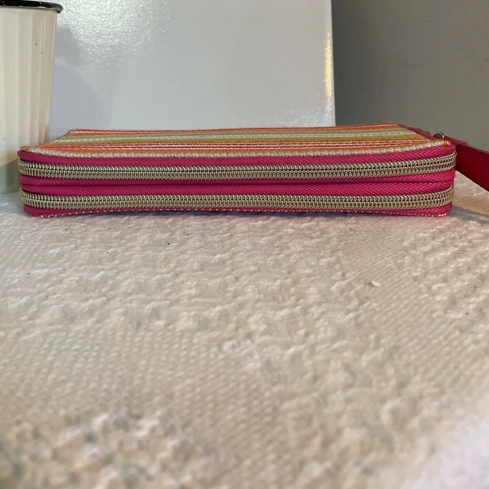 Striped Pink‎ and Cream Wallet or Clutch